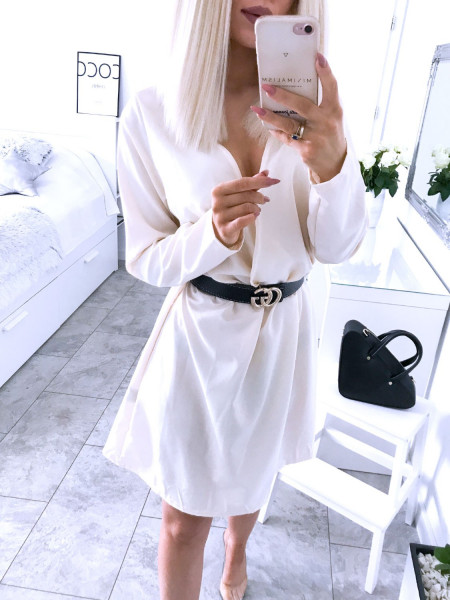 Rozkloszowana sukienka z przekładanym dekoltem MARIA