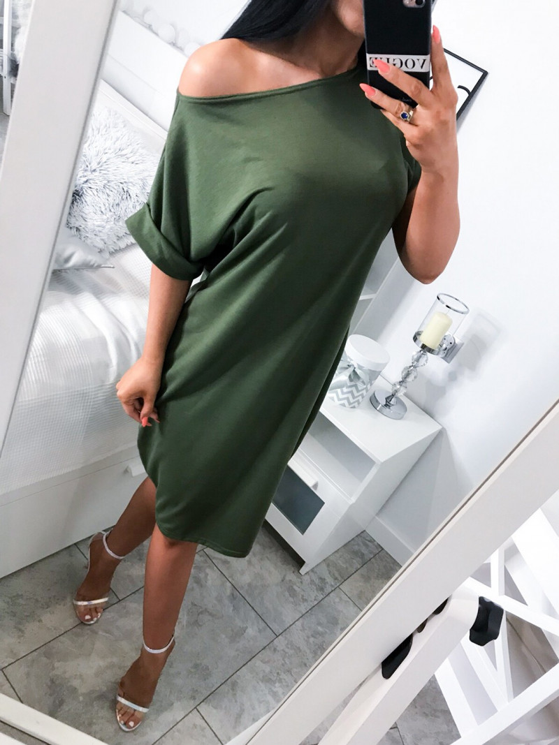 Klasyczna  sukienka oversize AVA-khaki