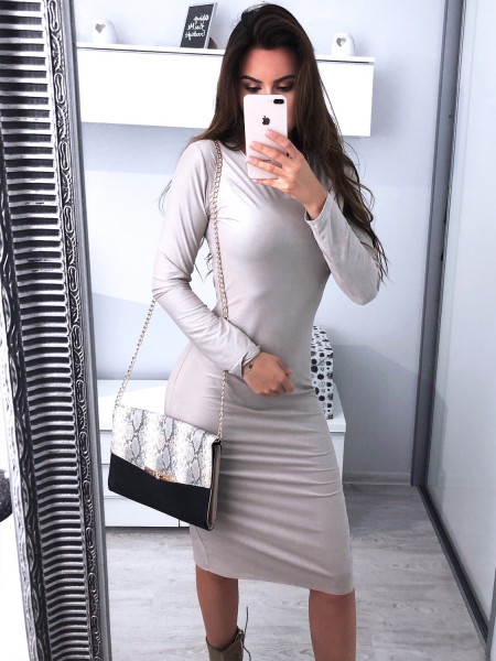 Zamszowa midi sukienka KARINA - Popiel 2