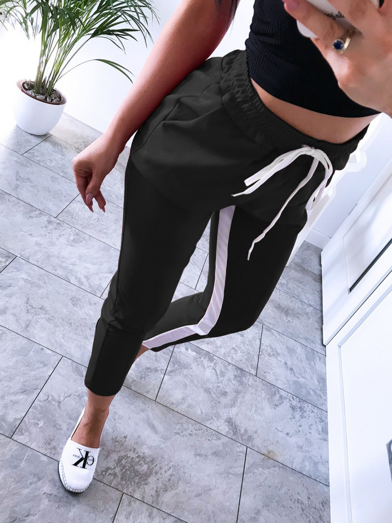 Spodnie z lampasem SALWA - Czerń