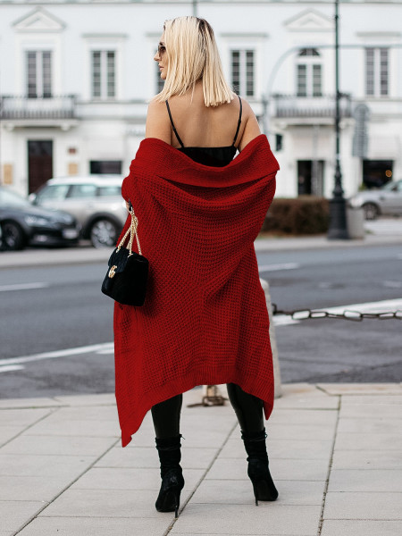 Pleciony sweterkowy kardigan SAIRA - malina 2