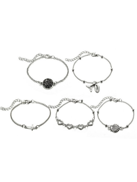 Zestaw 5w1 bransoletki srebrne 2