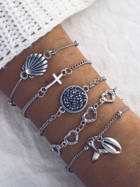 Zestaw 5w1 bransoletki srebrne