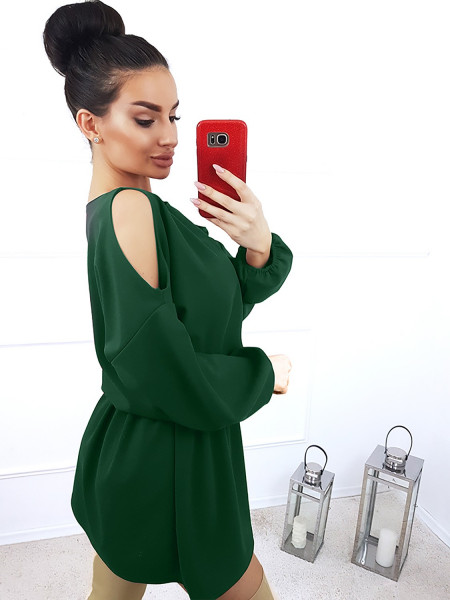 Rozkloszowana sukienka z wycięciami na ramionach MAYA