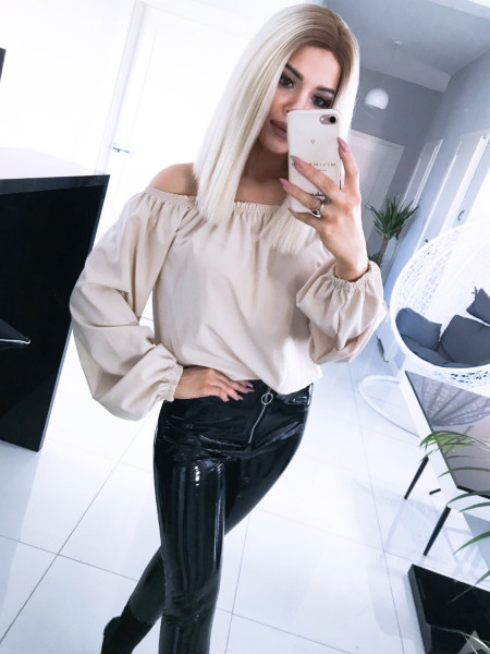 Klasyczna bluzka hiszpanka ARIELLA - jasny beż