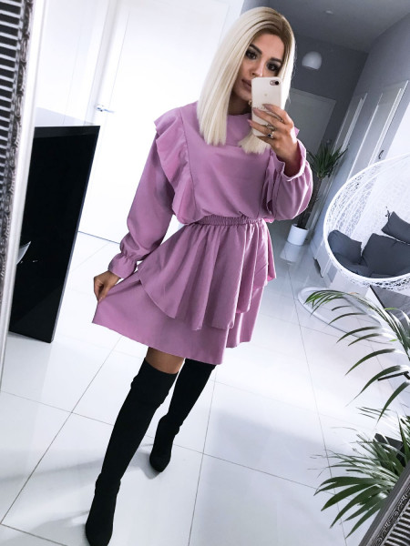 Rozkloszowana sukienka CINDY - pudrowy róż 2