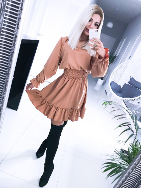 Sukienka z wiązanym dekoltem KLEOPATRA -  cappuccino 2