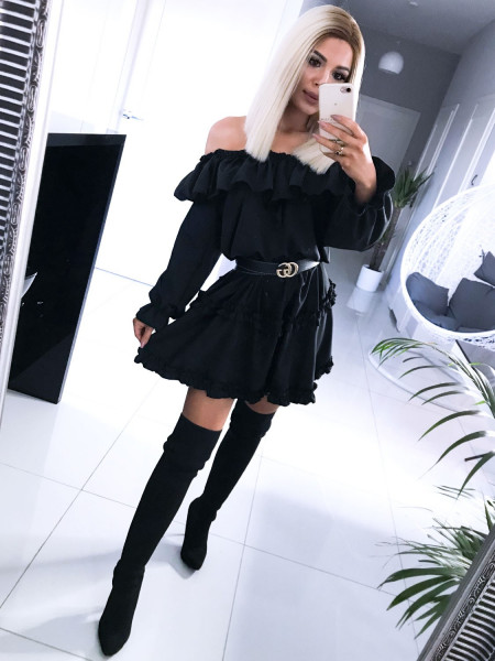 Sukienka hiszpanka z falbanami CORALIA - czerń 2