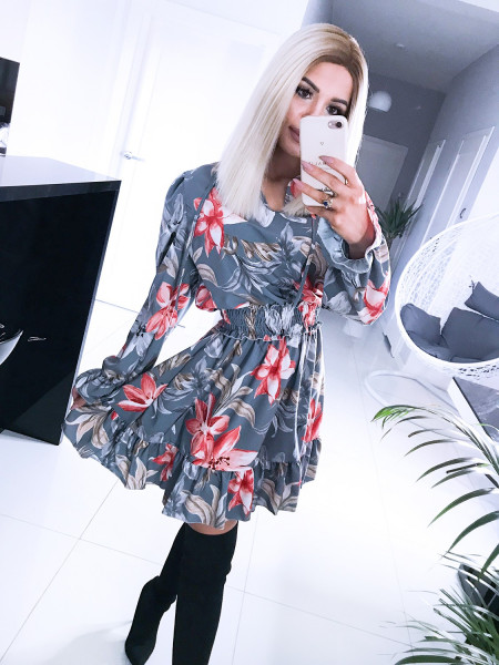 Sukienka print z wiązanym... 2