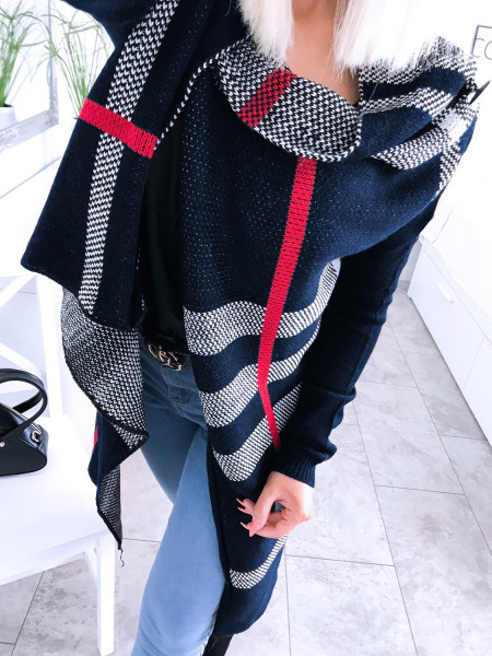 Swetrowy kardigan w kratę z guzikiem IMANE