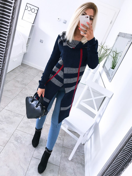 Swetrowy kardigan w kratę z guzikiem IMANE 2