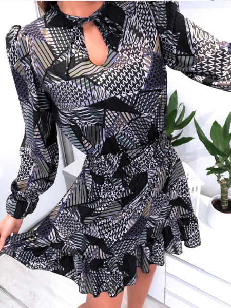 Sukienka print z wiązanym dekoltem KLEOPATRA -  wzór 4