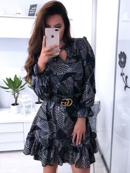 Sukienka print z wiązanym dekoltem KLEOPATRA -  wzór 4 2