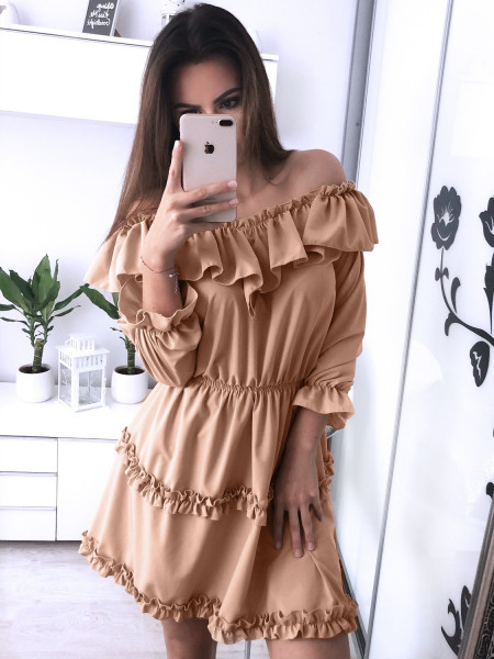 Sukienka hiszpanka z falbanami CORALIA - latte 2