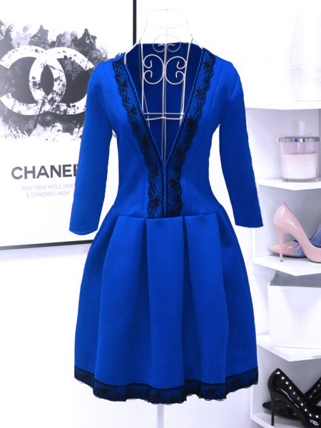 Kobieca sukienka z ozdobną koronką AMPARO - chaber 2