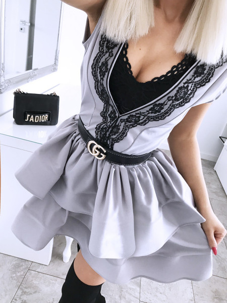 Sukienka z dekoltem na plecach - NATHALIE  - popiel