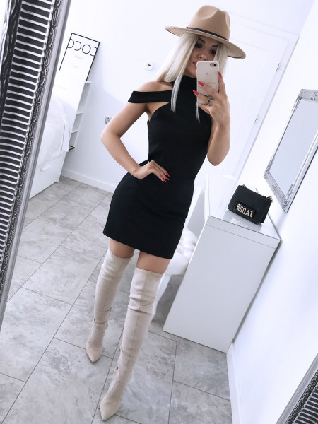 Sukienka z wycięciami na dekolcie ANGELINE - czerń 2