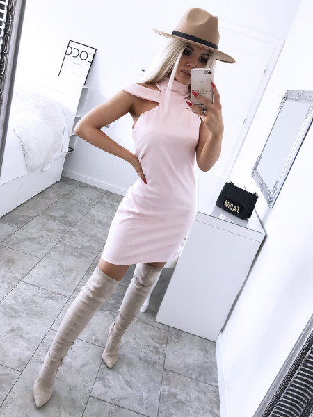 Sukienka z wycięciami na dekolcie ANGELINE - puder 2