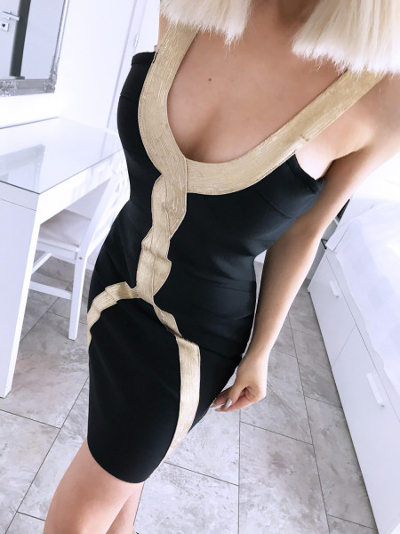 Dopasowana sukienka bodycon z lampasem MARTINA - czerń 2