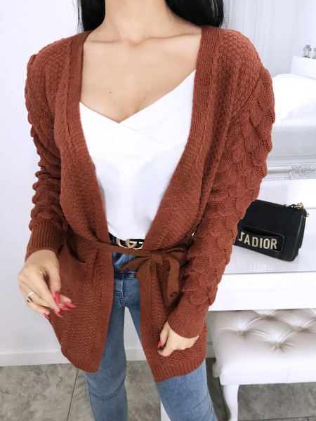 Sweterkowy kardigan Milena - ceglasty
